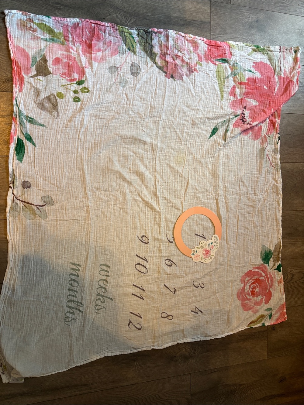 Floral Milestone Baby Swaddle Blanket - Pink & Green